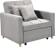 Sarantino Suri 3-in-1 Convertible Sofa Chair Bed Lounger - Light Grey