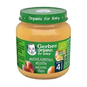 Gerber Organic BIO Jar Apple, Apricot, Peach 4m + 125 g (Fruits - Peach - Apple)