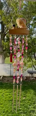 "for the Love of Pink" Handmade beaded Windchime, Suncatcher, Yard Art, Mobile
