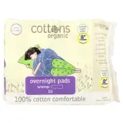 Organic, Overnight Pads with Wings, Heavy, Unscented, 10 Pads