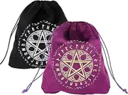 SUPERFINDINGS Velvet Storage Bags 5.91 x 6.3 cm Rectangular Tarot Runes Velvet Bag with Pentagram Pattern Drawstring Velvet Bag for Enthusiasts Hand Gifts