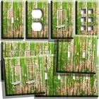 RUSTIC CHIPPED GREEN WOOD STYLE LIGHT SWITCH OUTLET WALL PLATE COUNTRY ART DECOR