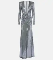 [Alex Perry] Alex Perry Sequined gathered gown AU 14 silver