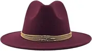 [Generic] Women Solid Color Wide Brim Jazz Fedora Hats Unisex Casual Men Women Suede Felt Hat with Belt Formal Party Cap 2 58-61CM, 2, One Size, 2, One Size