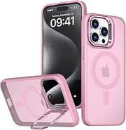 ELEPIK for iPhone 11 Pro Max Case, [Compatible with MagSafe] [Military-Grade Protective] [Built-in Adjustable Stand] Slim Protective Matte Silicone iPhone 11 Pro Max Phone Case, Pink