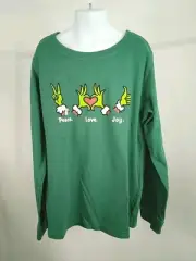 Life is Good Kid Long Sleeve Crusher Tee Peace Love Joy Green X-Large 140478