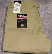 Dickie's Men's 874 Original Fit Work Pants Uniform 34 x 32 Khali NEW WITH TAGS