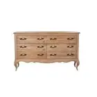 ARINA HAND-CARVED SOLID OAK 6 DRAWER CHEST OF DRAWERS DRESSER WHITEWASHED OAK