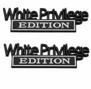 Pair White Privilege Edition Emblems 3D Raised And Strong Adhesive (white&black)