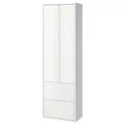 ÄNGSJÖN high cabinet with doors/drawers, high-gloss white, 60x35x195 cm