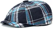 [Ztexkee] Men's Newsboy Flat Cap Plaid Painter Hat Golf Cabbie Hat Classic Flat Cap Cabbie Hat for Artist Unisex Spring Fall