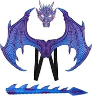 yuksok Dinosaur Wings Tail Mask Set, Kids Dragon Costume Toy, Party Cosplay Photo Props for Masquerade Fancy Dress