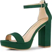 [Allegra K] Women's Ankle Strap Platform Chunky Heels Heel Sandals