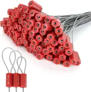 100 Steel Security Cable Seals, Tamper Proof Red Wire Seals for Containers