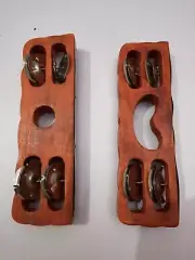 Khartal Musical Instrument Hand Percussion Brown Wooden Music Banaras Gift India
