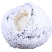 Pet Cat Calming Bed Cuddle Soft Warm Plush Cave Igloo Sleeping Nest Tent House - Grey M 19.5in or 50cm