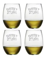 Susquehanna Glass Set of Four 21oz Happily Ever After Stemless Glasses