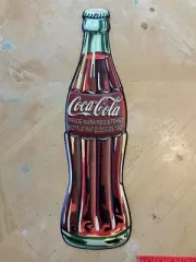 COCA COLA SODA Cutout Bottle Large Embossed Metal Sign - 22" x 6" - COKE