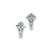 Sterling Silver Diamond u0026 Aquamarine Square Post Earrings