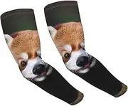 [FHEDVBN] Animal Red Panda Arm Sleeves Compression Arm Covers for Men Women Outdoor Sun Sleeves Cooling Sports Sleeve, Black