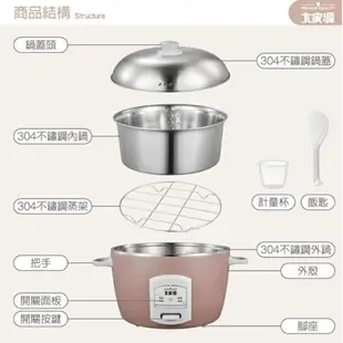 大家源TCY-321061 不鏽鋼10人份電鍋