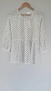 SEED HERITAGE Womens Top Sz 8 NWT Light Cotton Polka Dot Blouse Retro 80's 90's