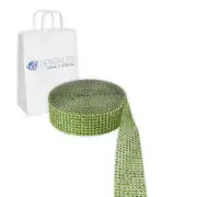Apple Green 8 Row Diamond Rhinestone Ribbon Trim Mesh Wrap 10 Yards - ux