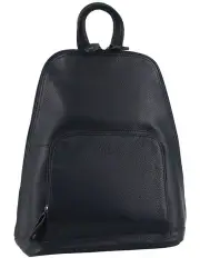 [Milleni] Leather Twin Zip Backpack in Navy