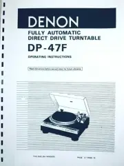 Denon Model DP-47F Direct Drive Turntable Owners Manual