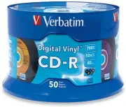 100-Pak Verbatim 52X 80-Min DIGITAL-VINYL™ CD-R’s (5 Colors), Verbatim 94587