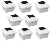 8 Packs Solar White Color Square PVC Post Fence Mount Cap Light FIT 4" x 4" POST