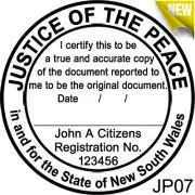 JP07 JUSTICE OF THE PEACE NSW Custom Flash Stamp Pre & Self Inking Refillable