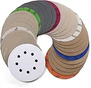 POLIWELL 5 Inch Sanding Discs Hook and Loop 8 Hole Heavy Duty Silicon Carbide Sandpaper 2000 3000 4000 5000 7000 10000 Grit with Interface Pad for Wet/Dry Sanding Grinder Polishing,30 Pack