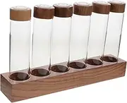 Mobestech 6-hole Wooden Stand for Coffee Beans Glass Storage Bottles Dosing Lids Tea Leaves Spices Container Freshness Preserving Valve Stylish Kitchen Accessory
