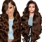 Chocolate Brown Lace Front Wig 13x6 Body Wave Lace Front Wigs Human Hair 200 ...