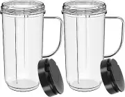 2 Pack Magic Bullet Blender Cups Tall 22oz Cup with Flip Top To-Go Lid Replaceme