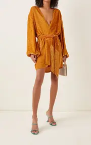 [Amina Muaddi] Gilda Crystal-Embellished Metallic Leather Sandals