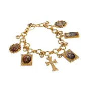 VIRGINS SAINTS & ANGELS VSA Retablo Framed Charm Bracelet Gold