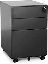 Russel 3 Drawers Mobile Pedestal - Black