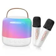 Mini Karaoke Machine for Kids Adults, Portable Bluetooth Speaker with 2 White