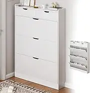 3 Tier Shoe Rack Narrow, Shoe Storage Cabinet for Hallway with 2 Drawers, Shoe Rack for Entryway, Shoe Organiser for Living Room Hallway(31.49in)
