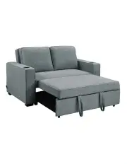 [Sarantino] Hoffman Linen Sofa Bed with Cushions & Cup Holders in Dark Grey