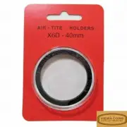 10 x Air-Tite Coin Capsule X6D Black Ring 40 mm, 2 oz Silver H. Relief -#48044