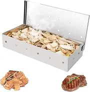 Smoker Box for BBQ, Grill Wooden Chips Smoker Grill Accessories - Stainless Steel Charcoal & Gas Barbecue Meat Smoking with Hinged Lid - BBQ Smoker Box for Home/Garden/Outdoor Barbecue