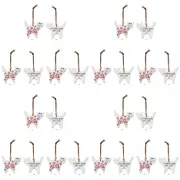 12PK LVD Ceramic Cat Gift Tag Red Folk Home Hanging Display Decor 9x9cm White