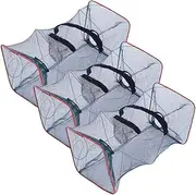 Fish Traps 3PCS Foldable Nylon Minnow Trap with 2 Holes Portable Crawfish Trap Outdoor Fishing Net for Crayfish Crab Lobster Shrimp Minnow