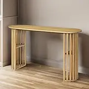 Furb Wooden Console Table, Modern Entryway Table with Slatted Shelves for Hallways, Living Rooms, and Offices