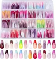 Apujent French False Nails | Fake French Nails False Stick on Nails,Artificial French Tip Nails, French Press Fake Nails for Family, Women, Friends