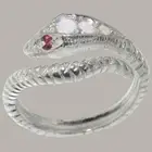 18k White Gold Natural Opal Ruby Womens Band Ring - Sizes 4 to 12