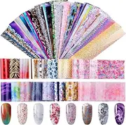 Duufin 200 Sheets Nail Art Foil Transfer Stickers - Laser Flower Adhesive Sheets for DIY Decoration - Starry Sky Stars Design